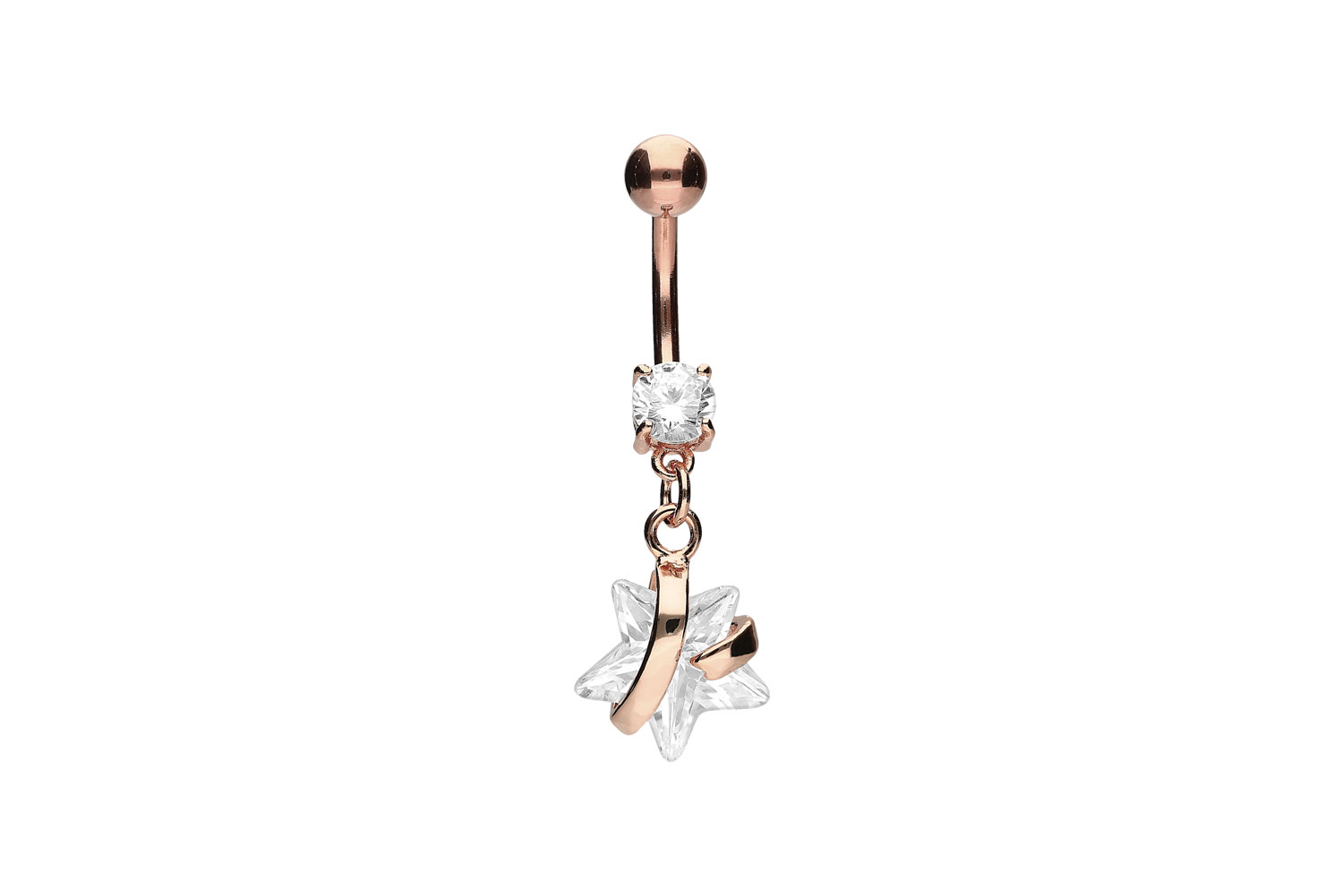 Chirurgenstahl Bananabell Piercing mit Brass-Design KRISTALLSTERN ++SALE++